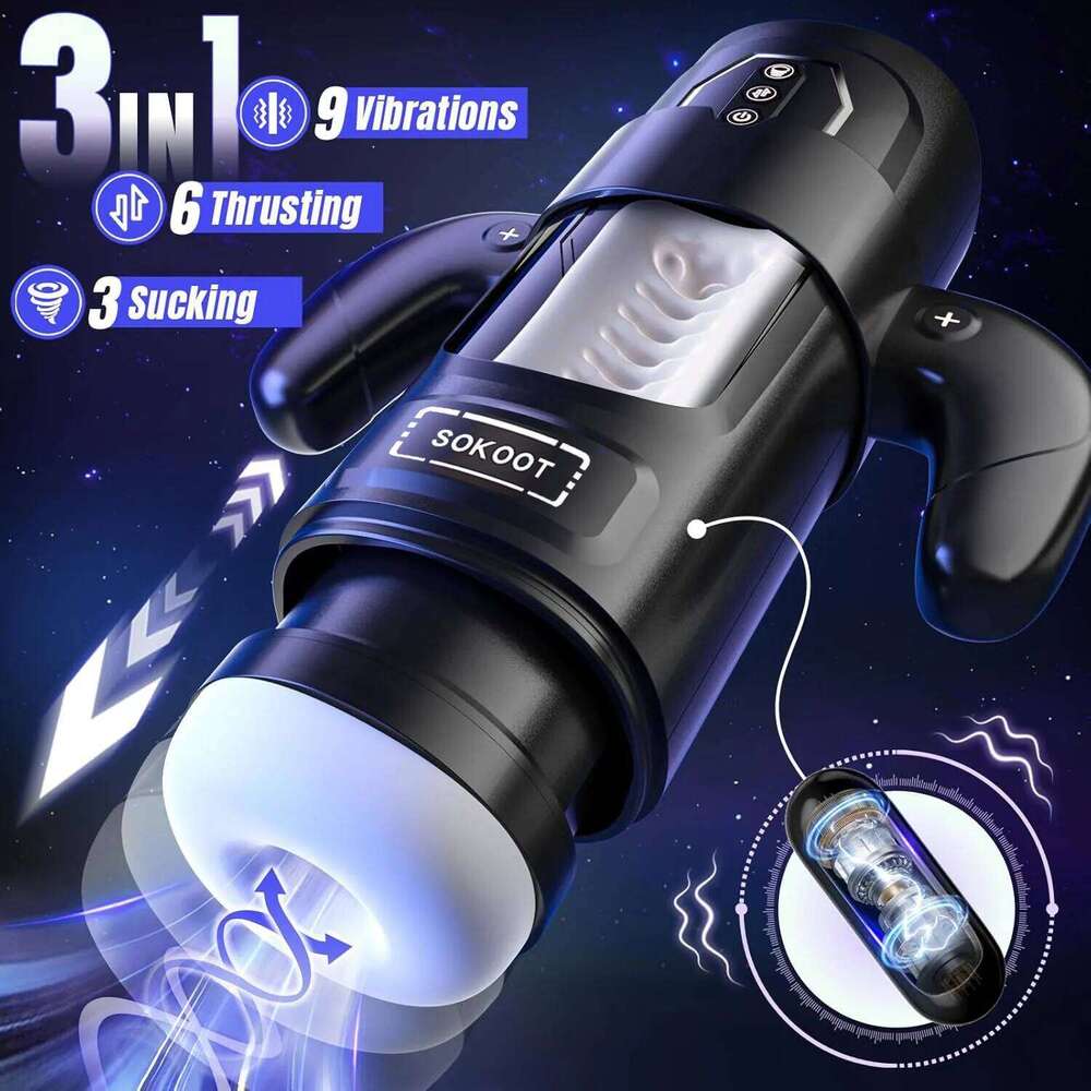 Automatic Masturbator Cup 7 Thrusting & Vibration Modes for Penis Stimulation Electric Male Stroker Pocket Pussy Sex Toys W260305