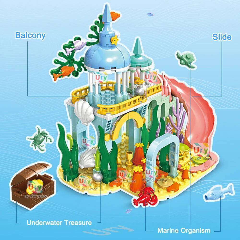 Friends Princess Undersea Palace Luxury Castle Playground House Ocean Adventure Treasure Building Blocks Set Toy for Girl Gift Z260305