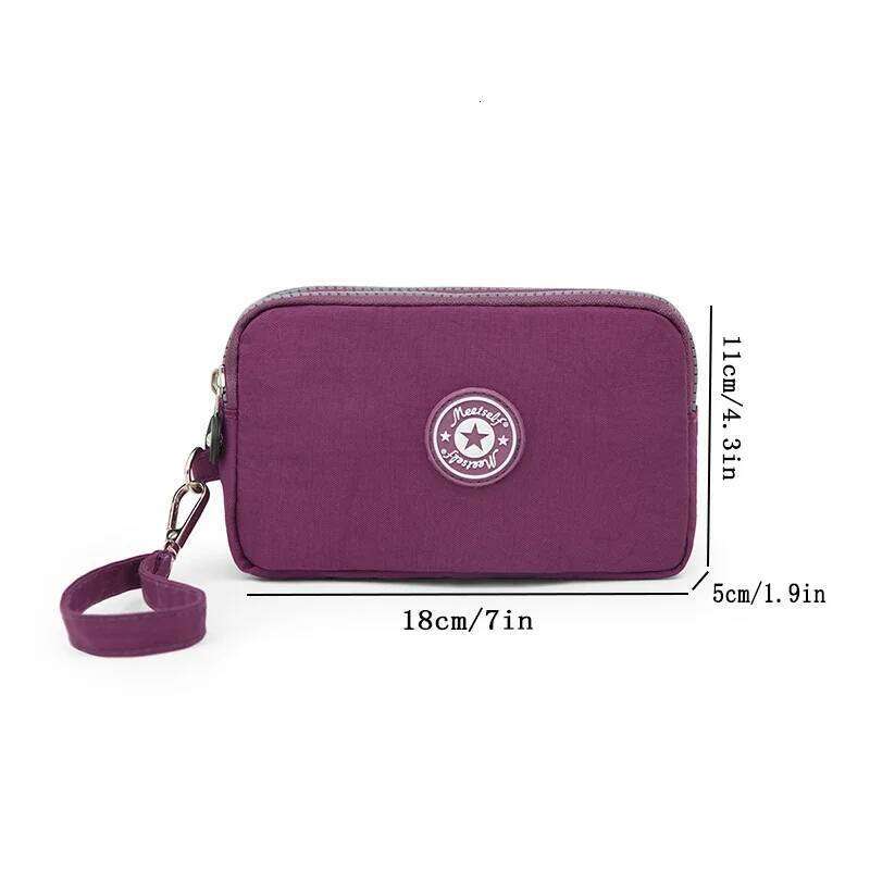 Three-layer Zipper short Mobile Phone Fashion Hand Makeup WOMEN's Portable change Waterproof Multi-layer Pocket Bag C260304