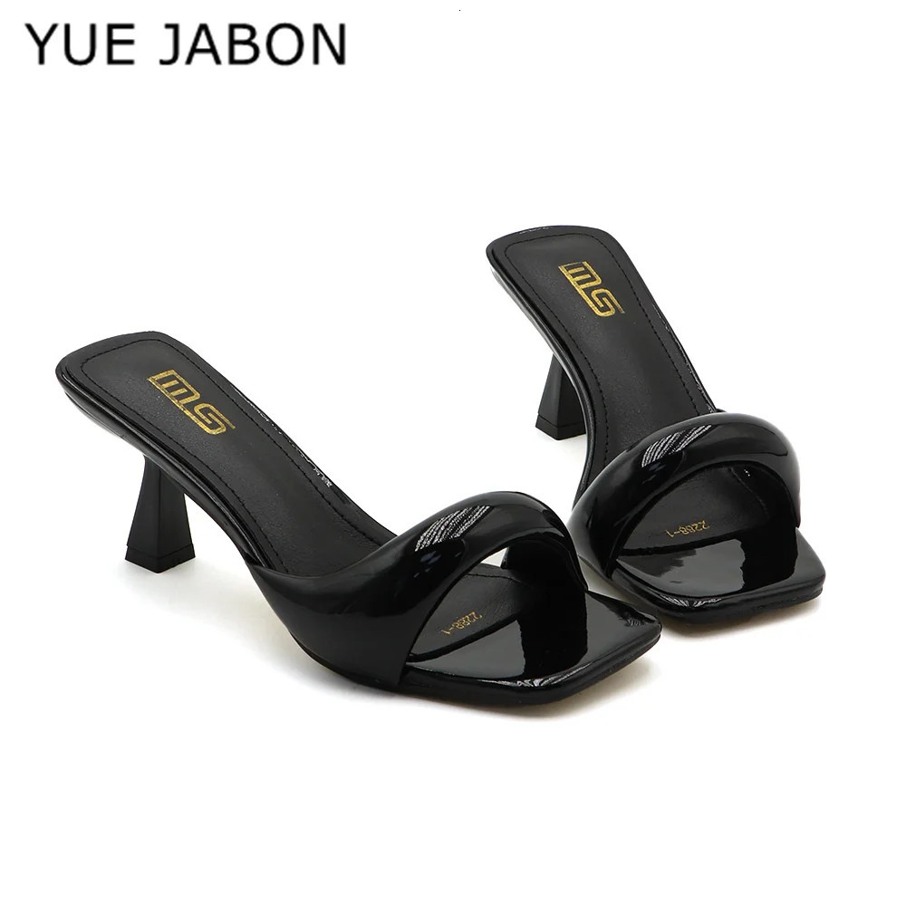 Green Silver High Heel Slippers Women Open Toe Slingback Sandals Female Pumps Square Toe Summer Simple er Heeled Sandals 260303