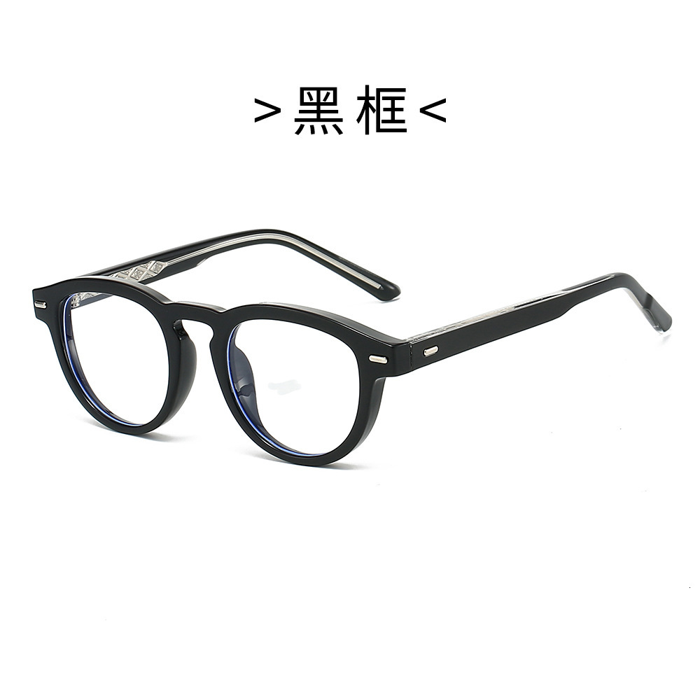 New 25 retro trendy round frame flat TR90 pin anti-blue light student pseudo-no-makeup glasses for men and women