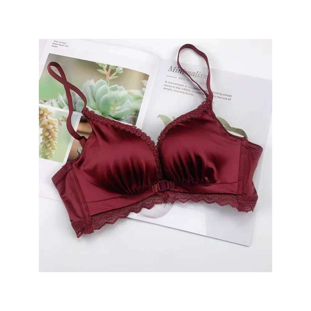 YUQI Front Closure Push Bra Set - Women's Small Bust Lace Underwire Lingerie | Pull Up Lift Sexy Thin Beauty Back Bralette