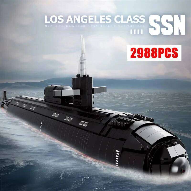 33049 2988pcs Military Los Angeles-class SSN Building Blocks Assembling MOC Nuclear Submarine Bricks Children's Toys Gift Set Z260306