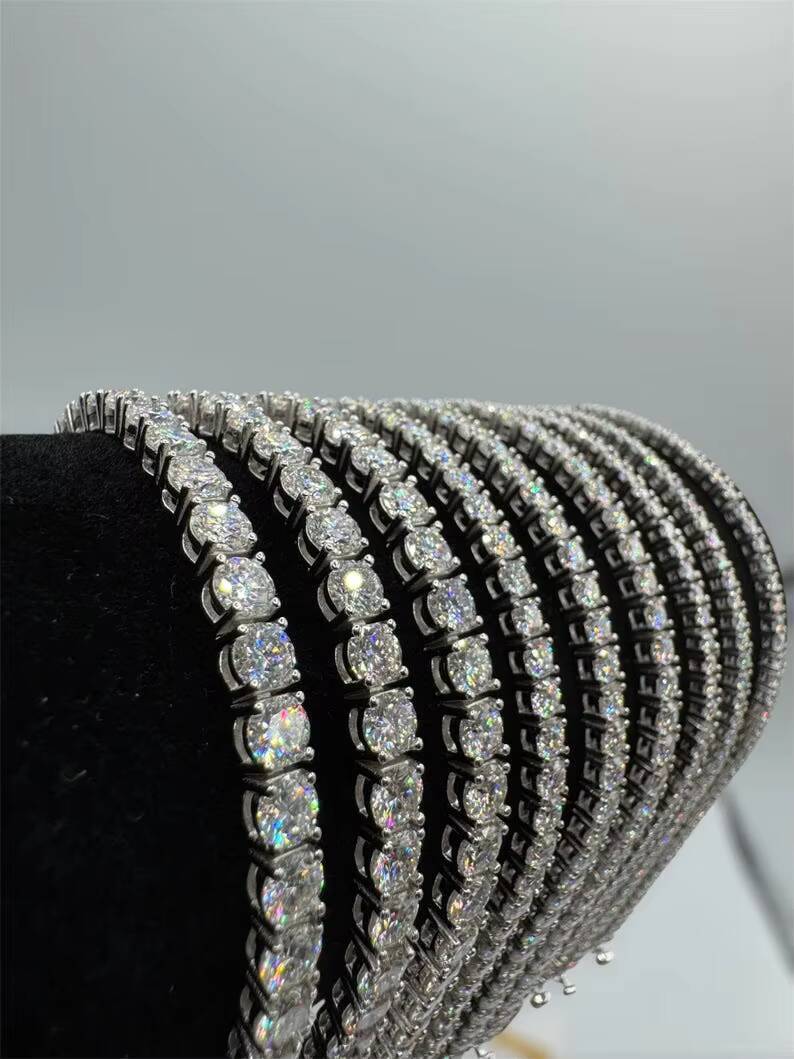 SMOB VVS1 Moissanite Tennis Bracelet 2-4MM 925 Silver Unisex Fit Diamond Tested Clarity Modern Classic Design