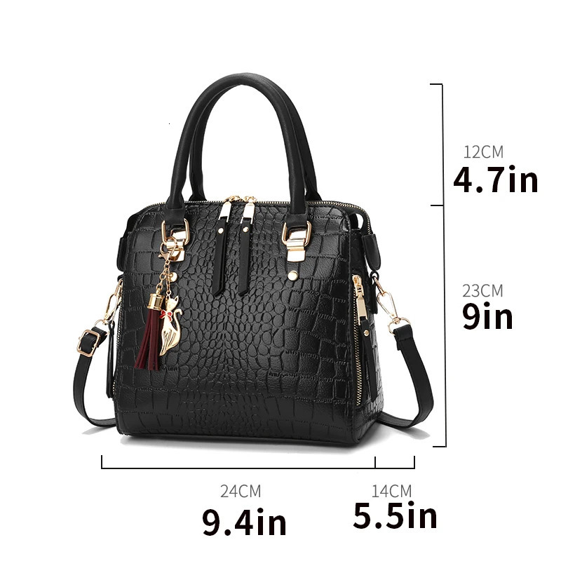 ious Crocodile Embossed Tote Handbag Spacious Elegant and Versatile Crossbody Satchel Purse with Solid Color n Mu 260228