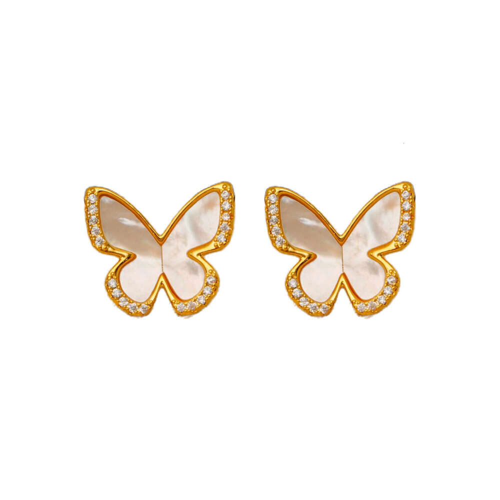 Butterfly Shell Zircon Elegant Earrings 2024 New Popular Model High-end Earrings