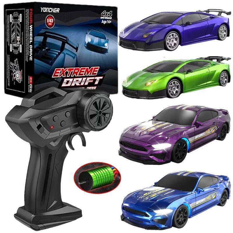 Mini 1:43 or 1/64 4WD Remote Control Car High Speed Drift RC Cars with LED Lights Racing Toy Gift for Adults Kids C260305