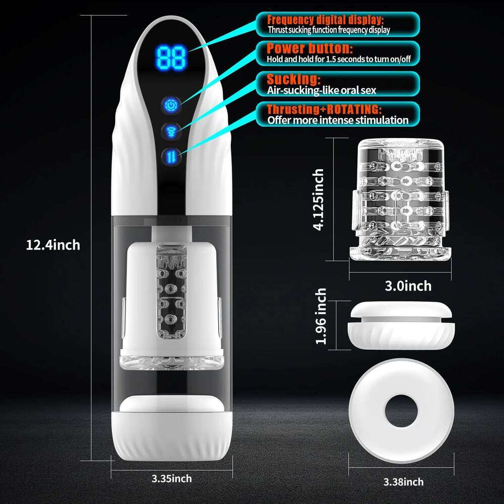 Male Masturbation Telescopic Rotating Cup Automatic Sucking Pocket Pussy Blowjob Sex Machines Adult Toy for Men Masturbator W260305