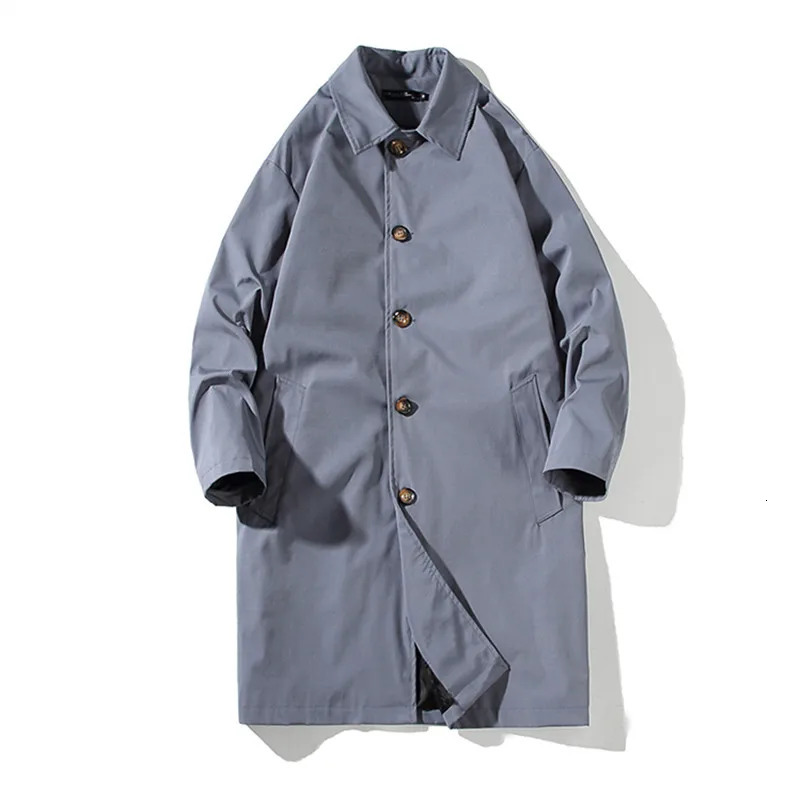 Spring Autumn Trench Men Fashion Oversized Jakcet Casual Windbreaker Mens Medium Length Turn Down Collar 260302