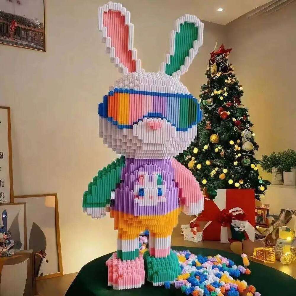 33CM Mini Colorful Rabbit 3D Model small particles Building Block Assembly Toy Cute Small Particle Puzzle Ornaments Kids Gift Z260305