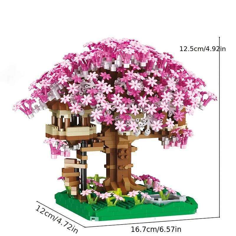 1426-Piece Treehouse Building Block DIY Mini Construction Set Abs Plastic Pink and Green - Creative Toys Z260305