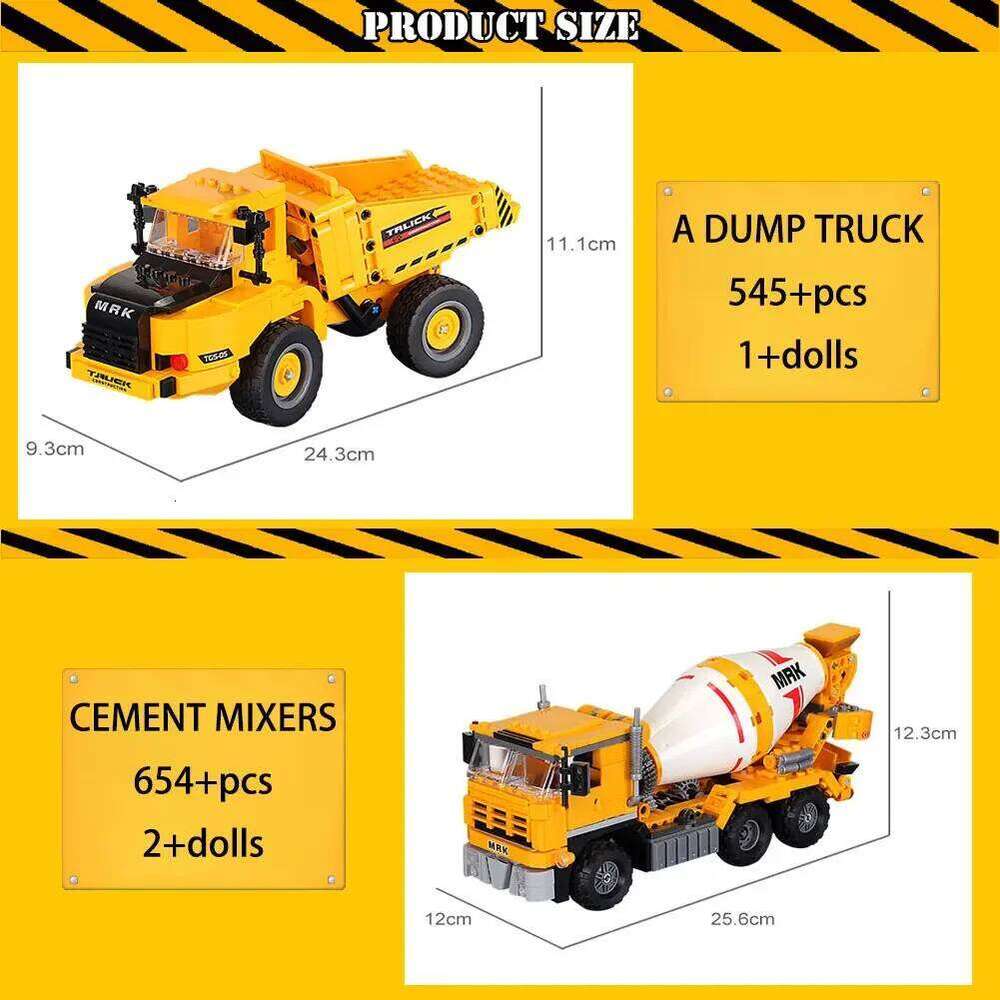 Engineering Trucks Building Blocks Vehicles Excavator Bulldozer Crane Car Bricks City Construction Boys Toys for Childrens Gifts Z260306