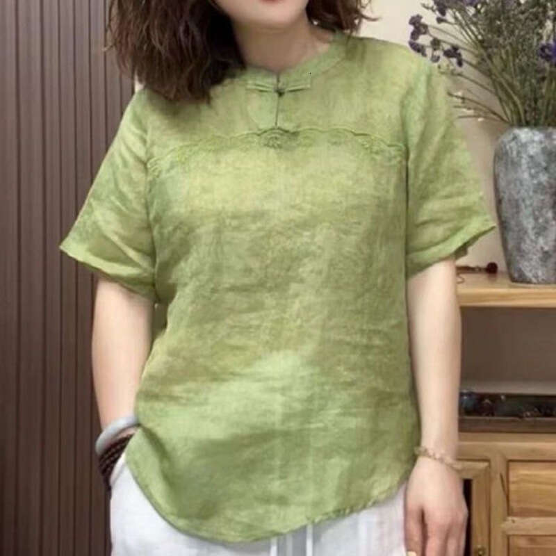 Short Sleeve Shirts Women OffShoulder Yarn Advanced Girl Piece Flying Spliced Modern Subculture Fall Ribbed Imitation Silk New Chinese Style tops