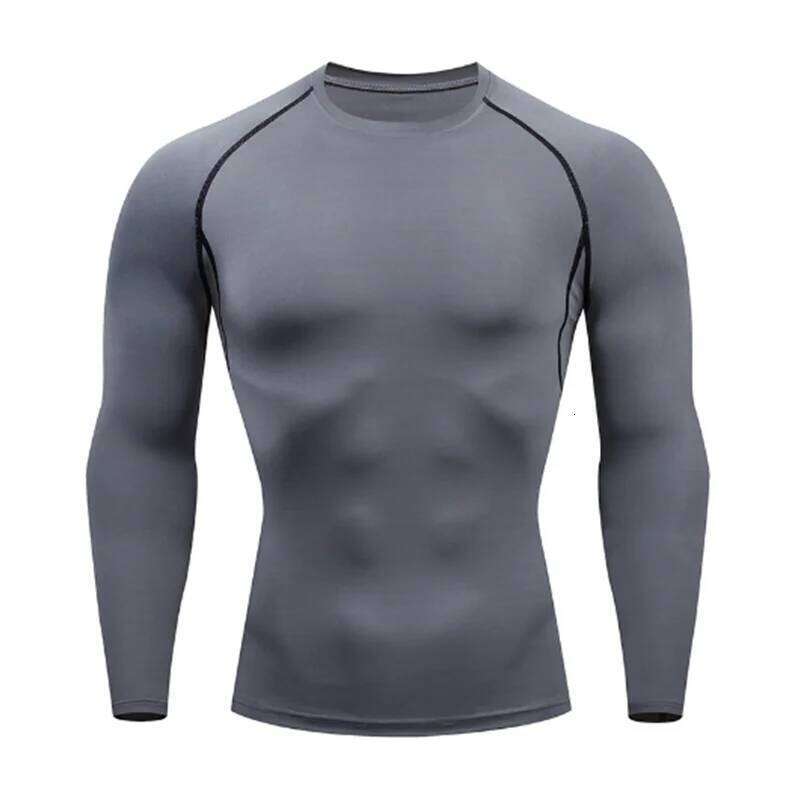 Bodybuilding Sport T-shirt Quick Dry Running Long Sleeve Compression Top Gym T Shirt Men Fitness Tight Rashgard 26H0306