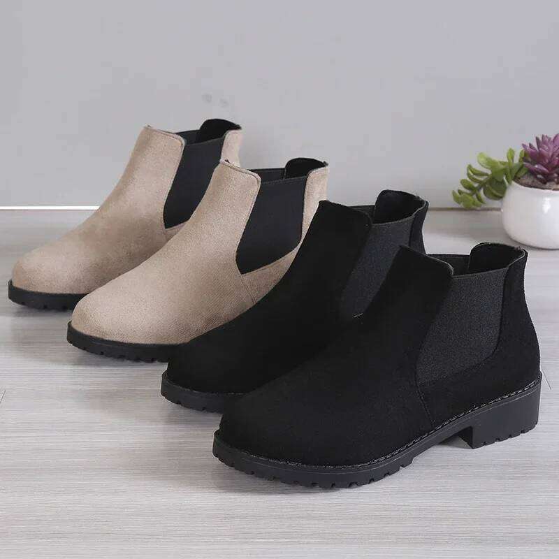 2025 autumn and winter new boots, high-quality women's shoes, fashionable high-end square heel short leg Chelsea boots