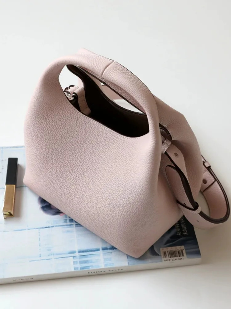 Women Singel Shoulder Bag Cow Genuine Leather Casual Bucket Fashion Handbag Office Ladies Crossbody Bags 260227