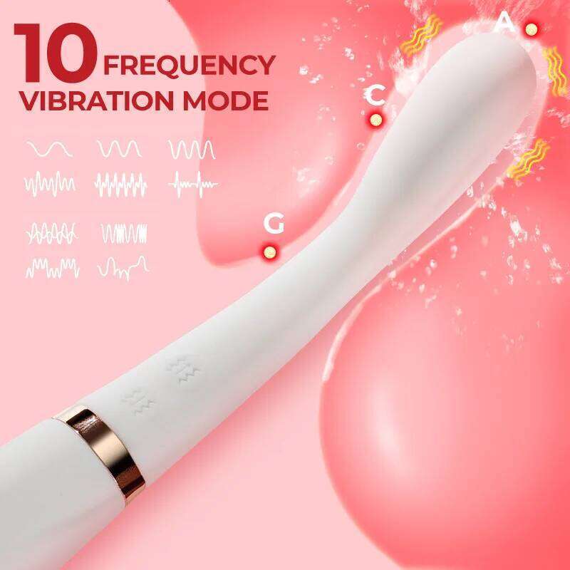 10 Speed Strong Vibrating Bendable Waterproof USB Rechargeable AV Double Ended Slim G-Spot Vibrator Sex Toys for Women W260305