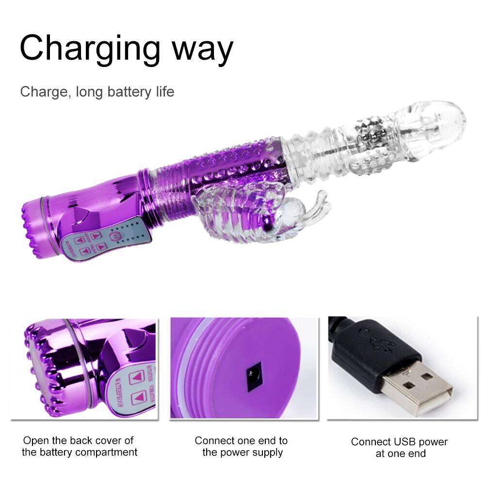 Telescopic Rotation Dildo Rabbit Vibrator G Spot Vagina Massager Clitoris Stimulator Female Masturbator Sex Toys For Women W260305