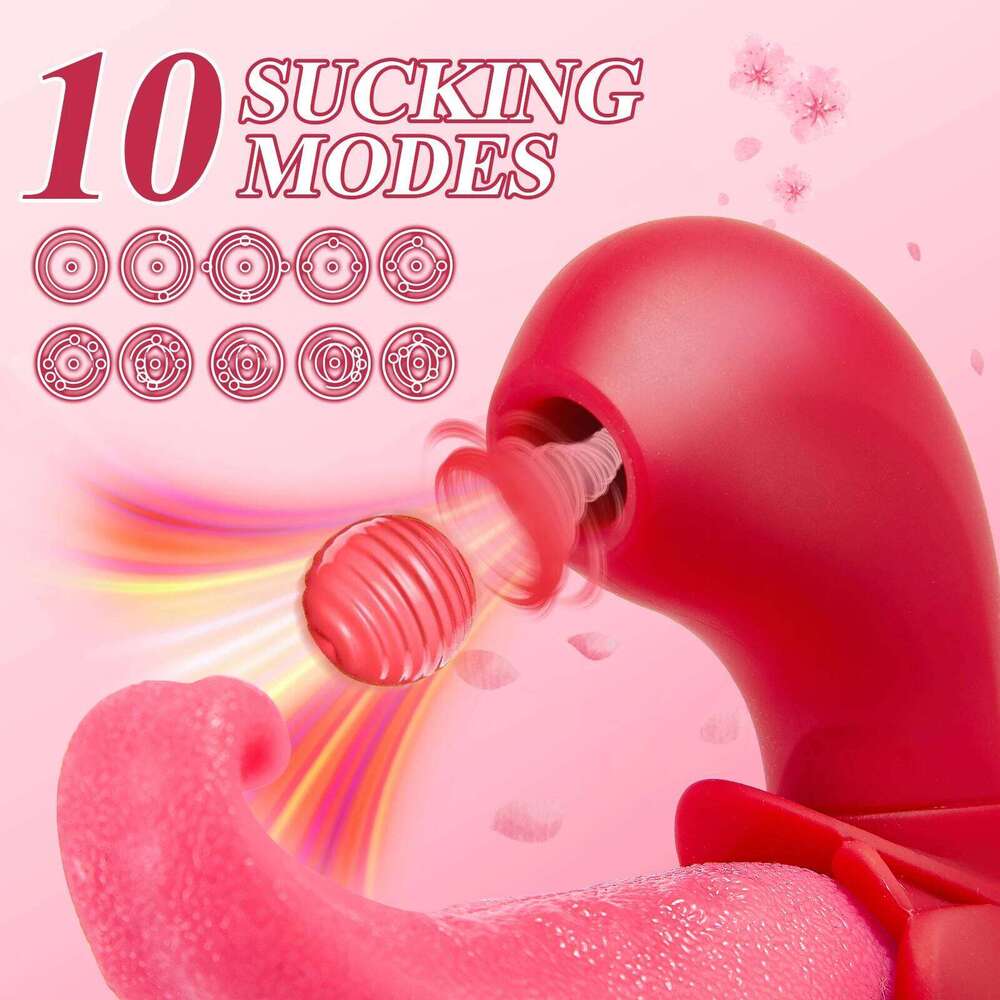 Couple Intimate 10-Speed Vibrator - Suction & Tongue Licking, G-Spot Stimulator Waterproof Adult Products Sex Toy W260305