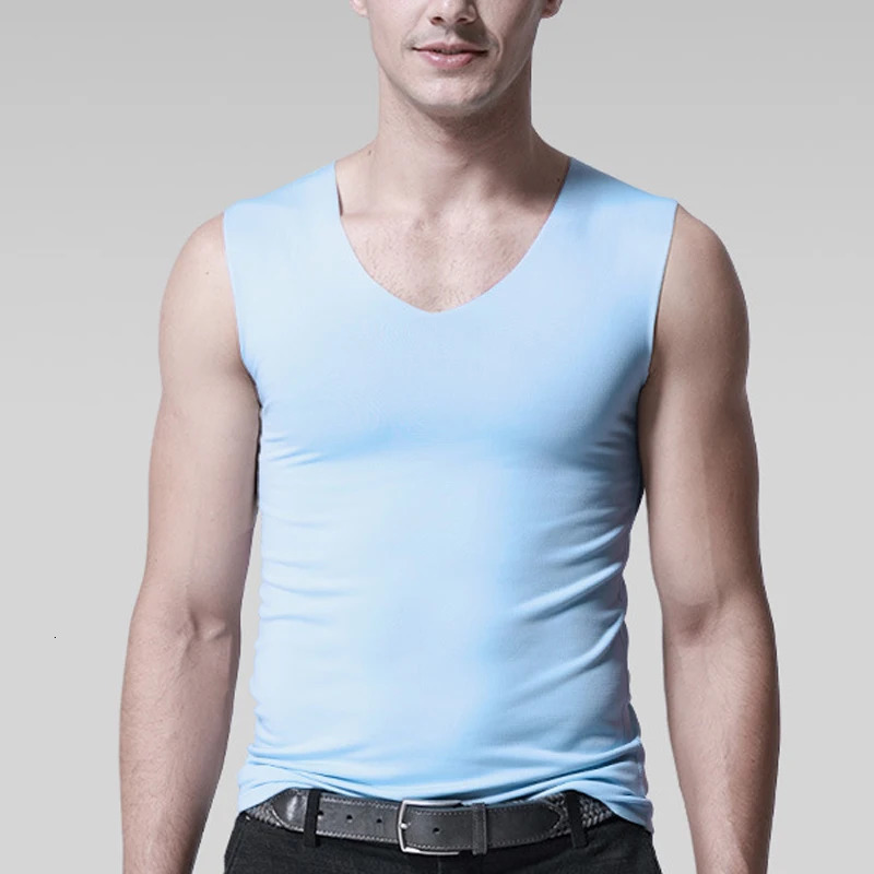 Silk Tank Tops Seamless Mens Vest Sleeveless Sport Bodysuit Vest For Men Clothing Plain Casual Summer Tank Undershirts Cool Gym 260306