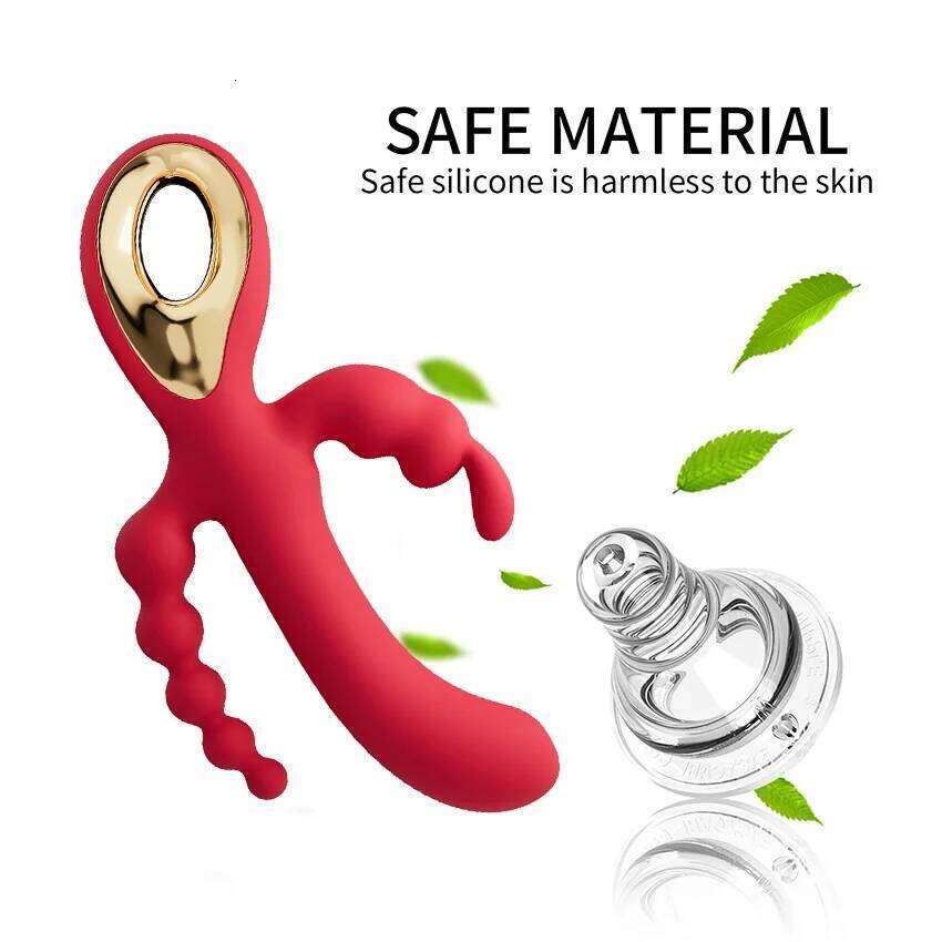 3 In 1 Dildo Rabbit Vibrators Woman Clitoris Massage Anal Beads Sex Toys For Adults G-Spot Stimulation Female Masturbator 18 W260305