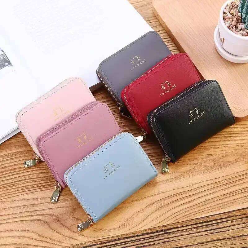 Pu Leather Short Card Holder Bag Portable Cute Small Zipper Money Coin Purse Men Wallet Women Clutch Pouch C260304