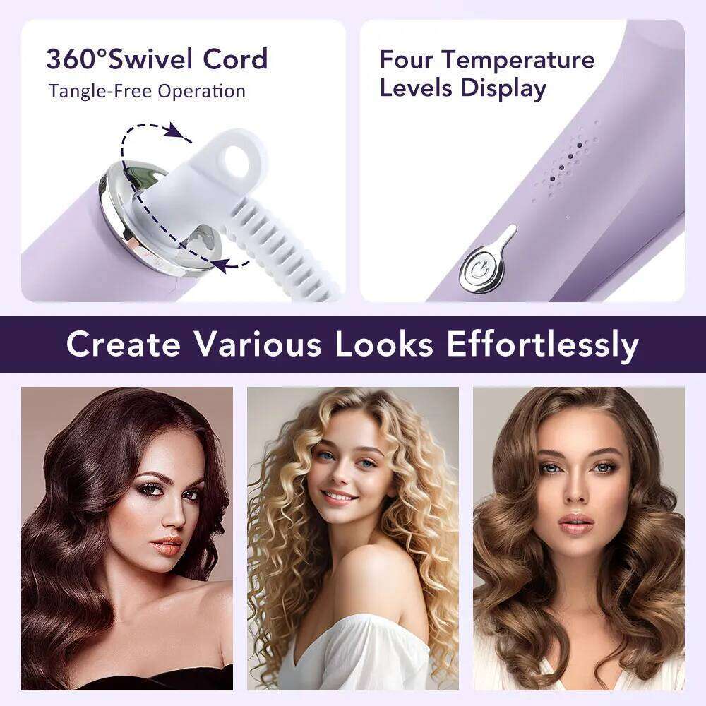 32MM Wave Curler Roll 4 Adjustable Temperature Fast Heating Curling Iron Styling Tool with Anti-Scald Hair Crimper 26Y0305