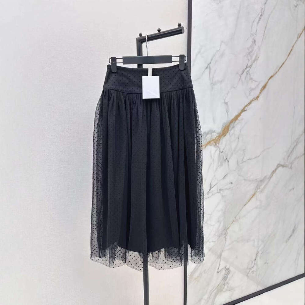 2026 Spring and Summer High end Women's Wear Classic A1 High end Plush Polka Dot Mesh Fold Skirt