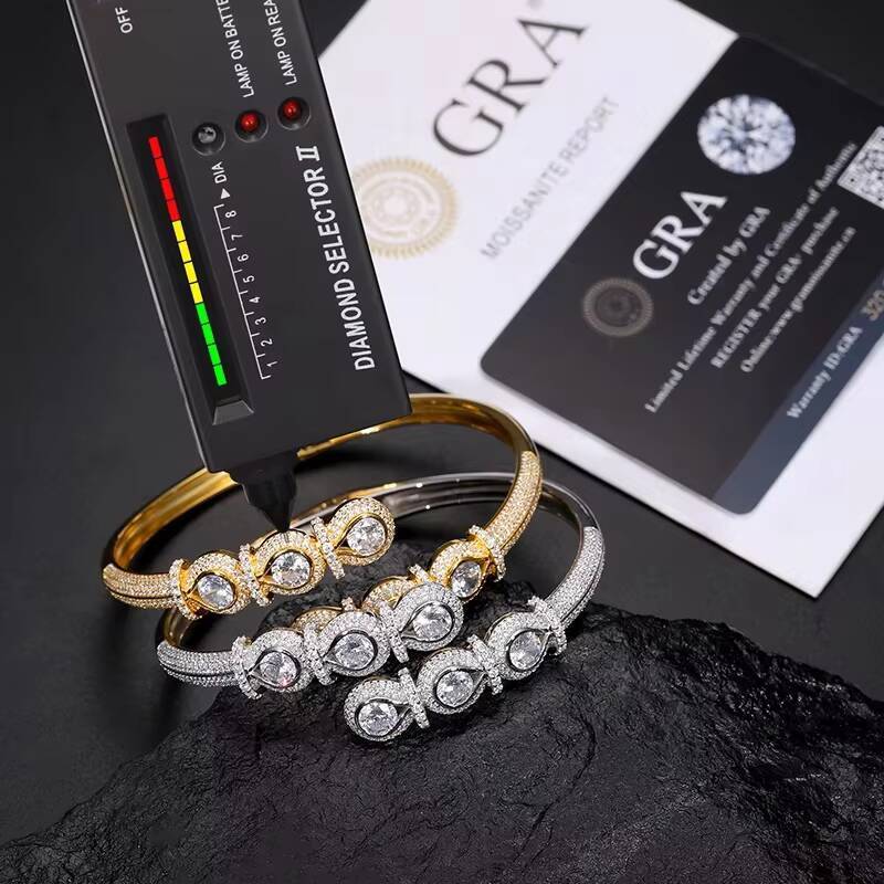 Luxury Moissanite Diamond Bracelet 925 Sterling Silver Fine for Women Men Hip Hop Jewelry