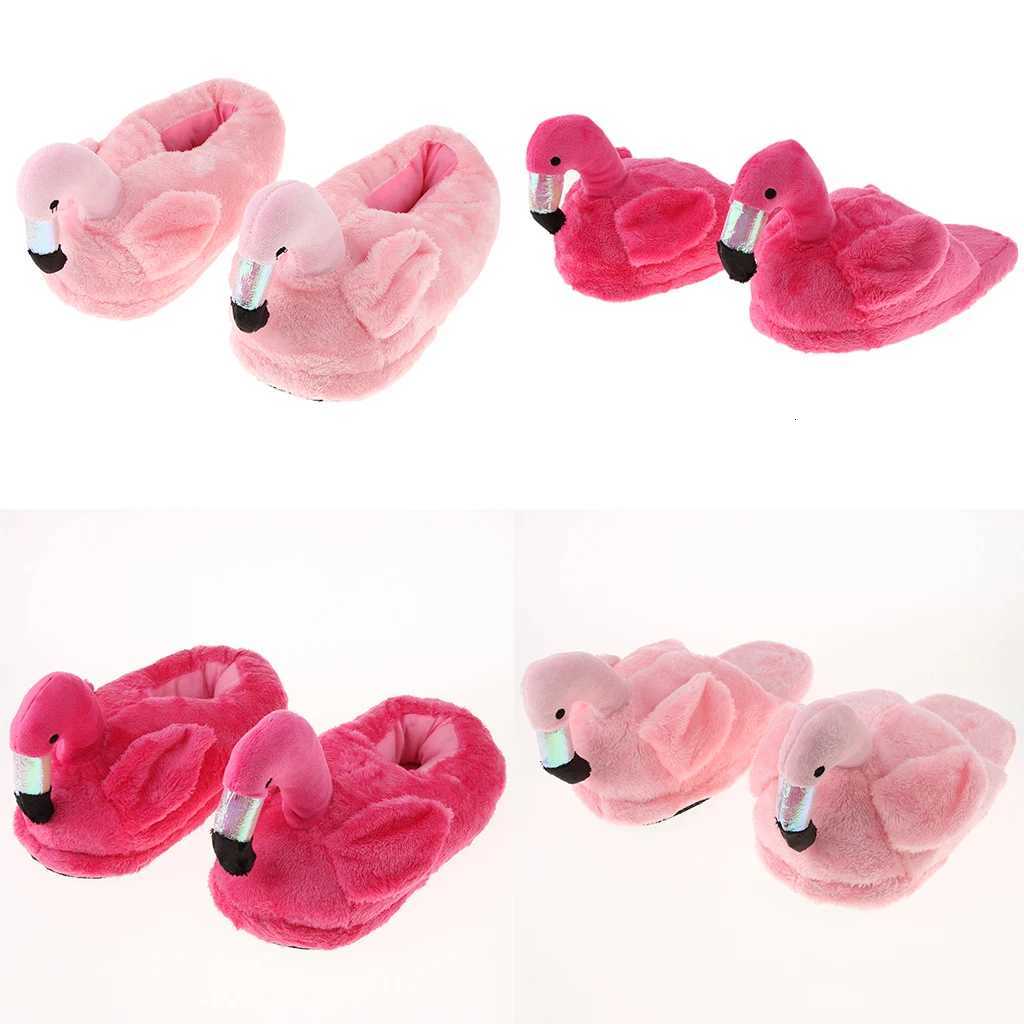Cute Lady Teen Flamingo Soft Plush Warm Slippers Winter Warm Home Slippers Women Animals Plush Slippers S260305