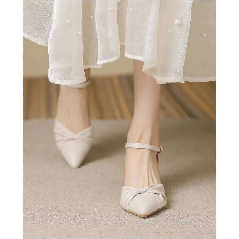 Elegant Bow Prom Party Heels 2026 Spring Women's Block Heel Ankle Strap Pumps | Comfortable Cutout Closed Toe Casual Sandals