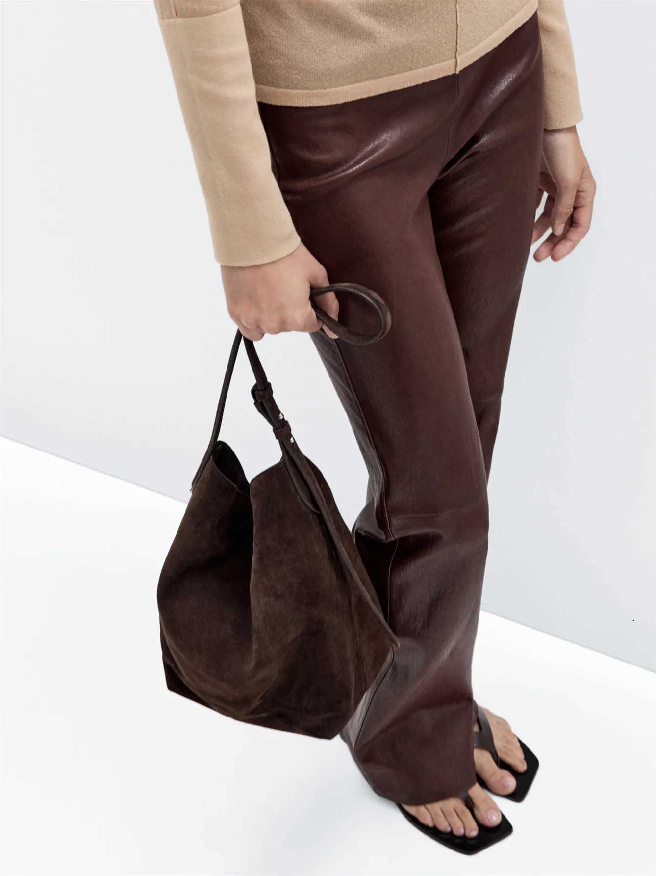 Womens single-shoulder bag suede bucket bag fashionable handbag single-shoulder bag with work wallet leather work bag H260306