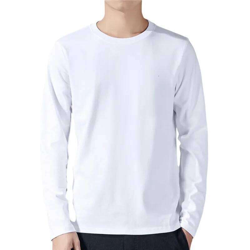 T Shirt Men Cotton Long T-shirts Solid Color Men's Clothing Full Length Sleeve For Spring And Autumn Undershirts