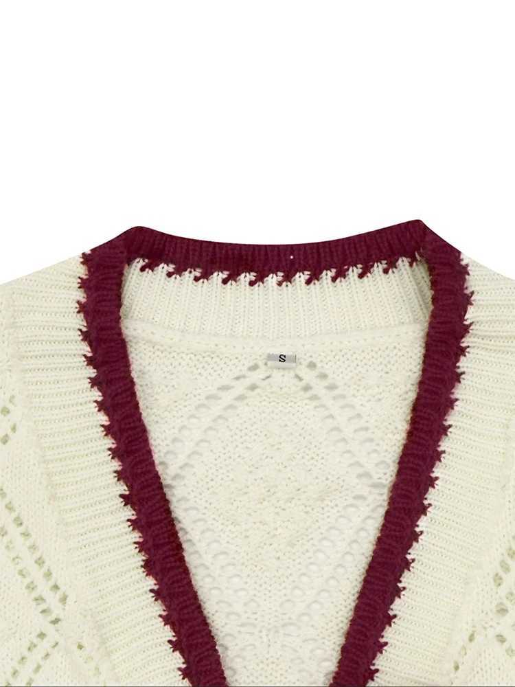 Womens Casual Long-SLeeved Knitted Cardigan Pattern with Contrasting Colour Trim 2025 Autumn/Winter New Design M260306