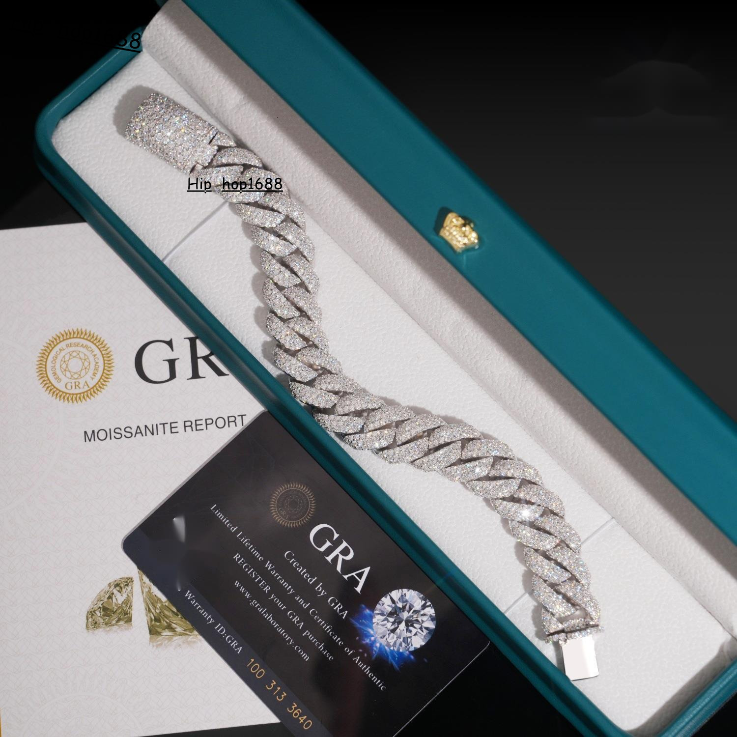 Best-selling 15mm mens S925VVS moissanite hip-hop iced-out Cuban fashion bracelet with bent buckle design