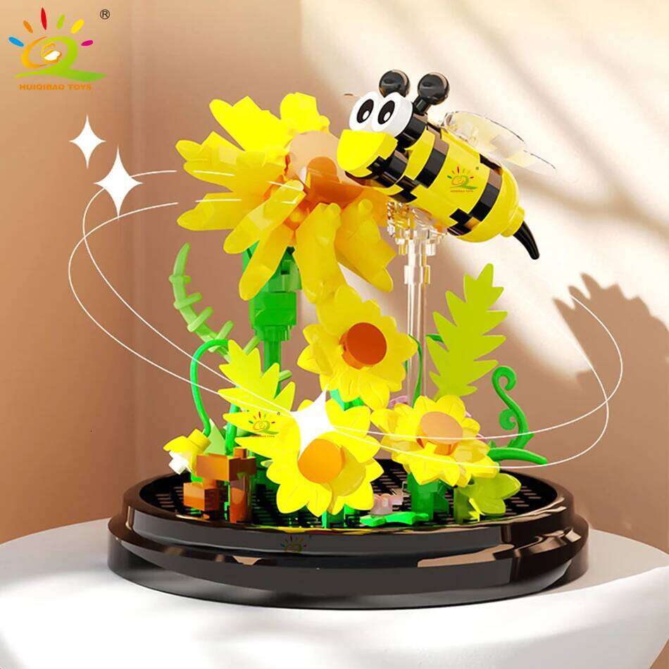 HUIQIBAO MOC Flower Potted Micro Building Block Succulent Bouquet Mini 3D Diamond Model Brick DIY Toy for Children Desk Decor. Z260306