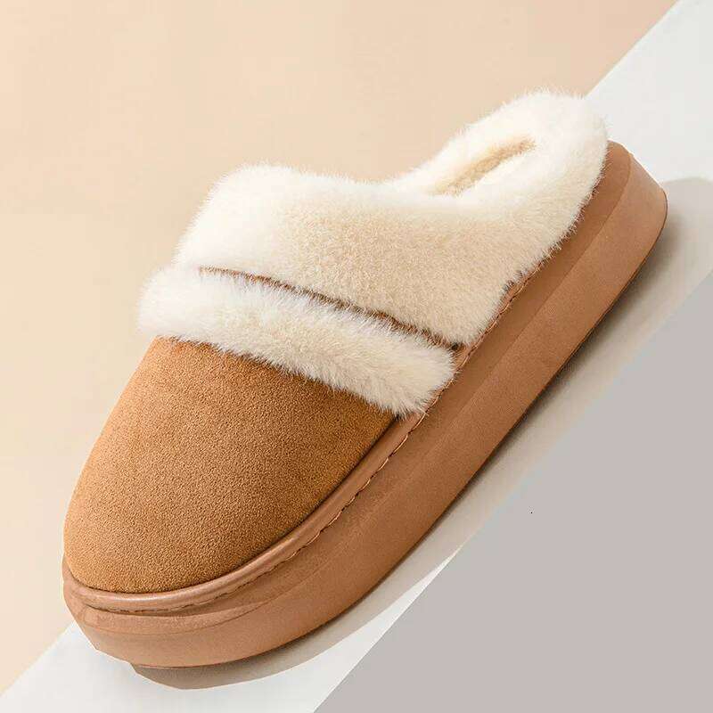 Litfun Winter Fluffy Women's Thick Bottom Non-slip Indoor Casual New Home Slides Furry Cozy Warm Cotton Slippers