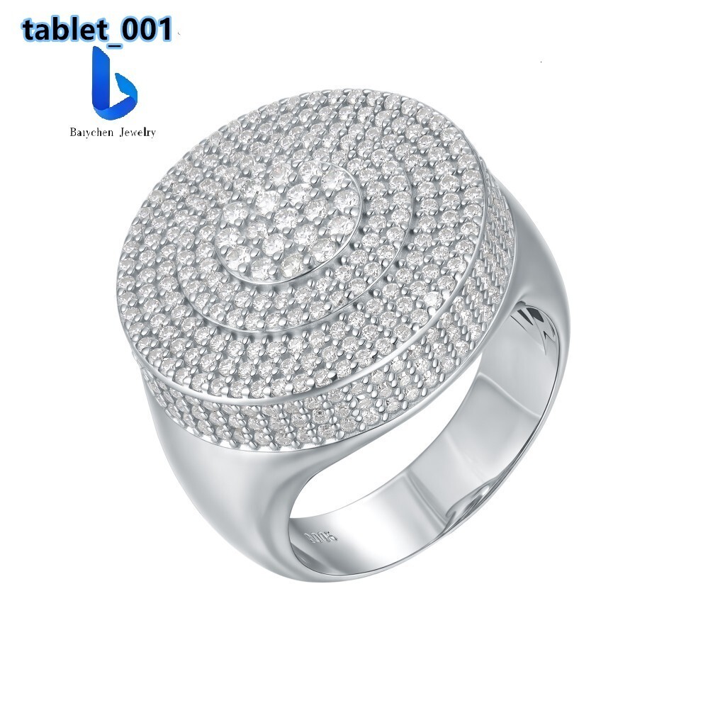 The Round Design Iced Out 925 Sterling Silver Men Ring VVS Grade Moissanite Stones Customizable Hip Hop Jewelry for Men