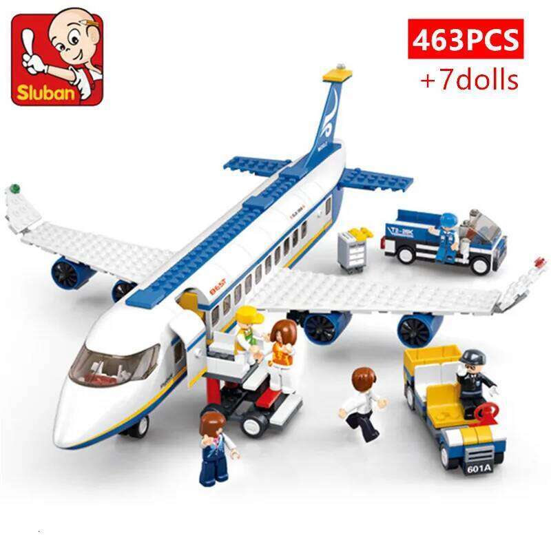 463Pcs City Airport Airbus Aircraft Airplane Plane Brinquedos Avion Model Building Blocks Bricks Educational Toys for Children Z260305