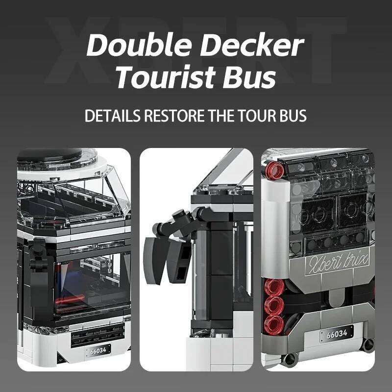 811PCS City Tour Building Blocks Double-Decker Tourist Bus Model Bricks Desktop Decoration Diy Toys For Kids Holiday Gifts Z260305