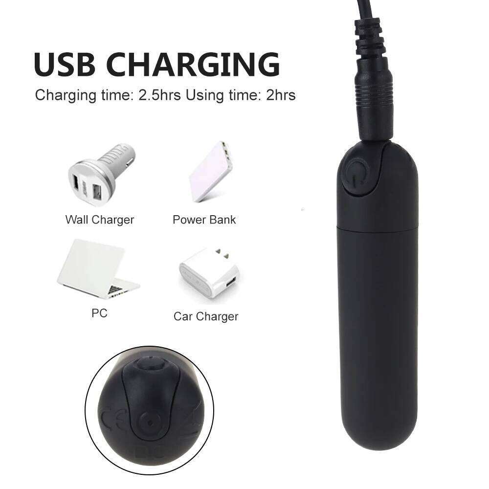USB Rechargeable Bullet Vibrator 10 Vibration Mini Clit Vagina Massager Nipple Stimulation Pocket Vibrators Sex Toys for Women W260305