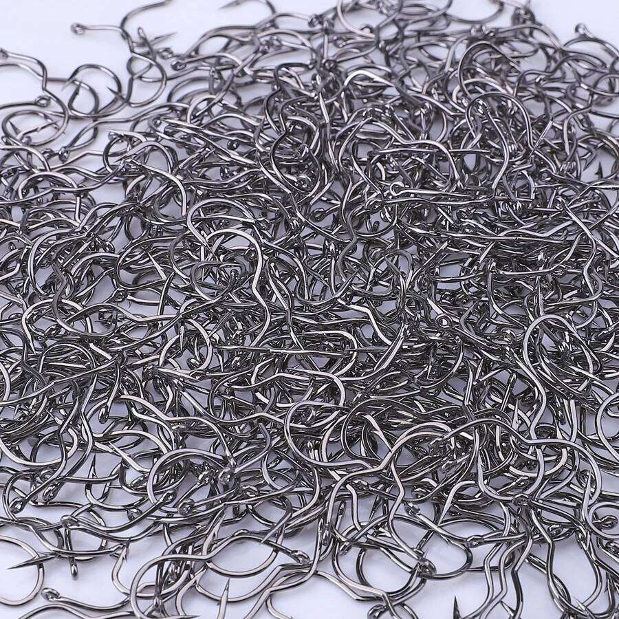 FISH KING12Pcs High Carbon Steel Hooks With Ring 6-13# Automatic Flip SHarp Barbed Fishhook for Carp Fishing Accessories S260305