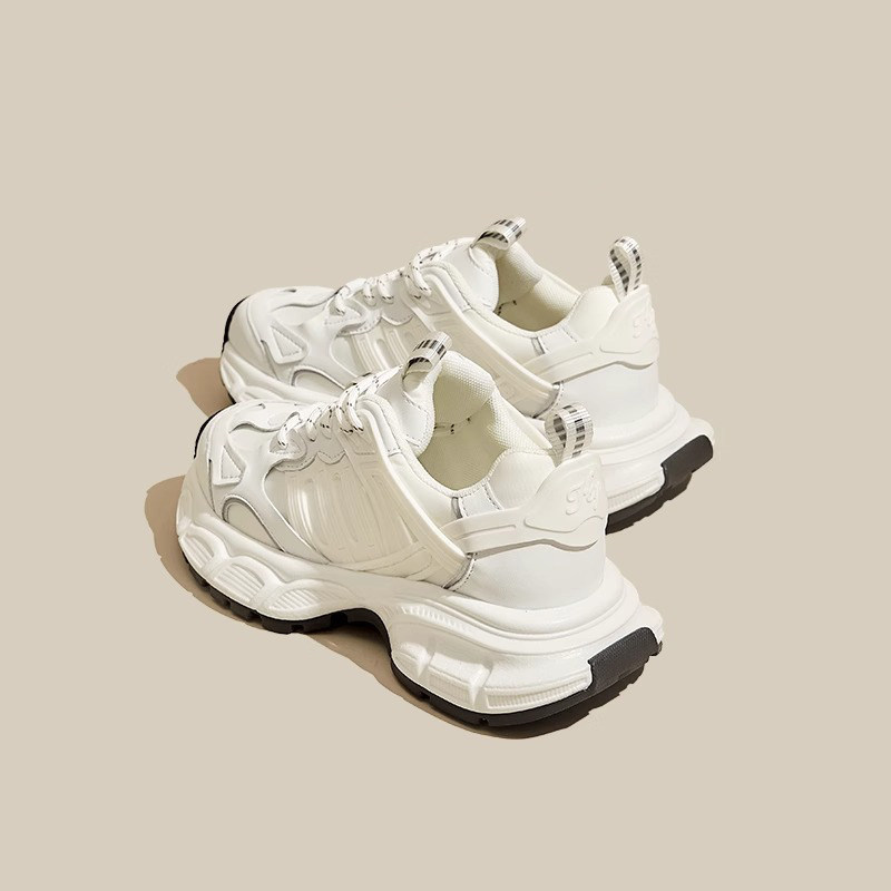 Thick soled dad shoes for women, 2026 spring and autumn new styles with plush, versatile, explosive street casual, height increasing, retro sports sho