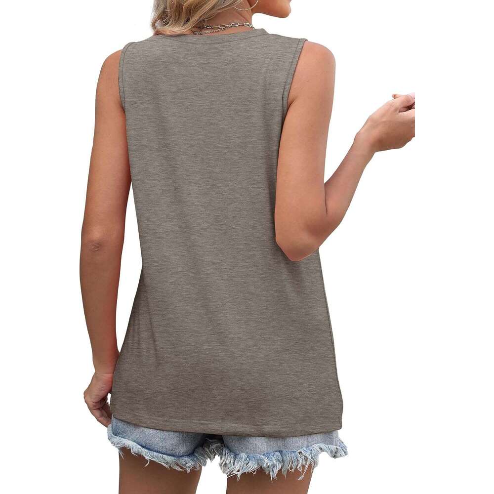 Women's Sleeveless Summer Designer Crewneck Loose Fit Tank Tops