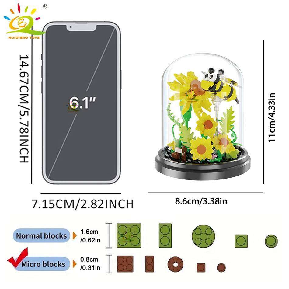 HUIQIBAO MOC Flower Potted Micro Building Block Succulent Bouquet Mini 3D Diamond Model Brick DIY Toy for Children Desk Decor. Z260306