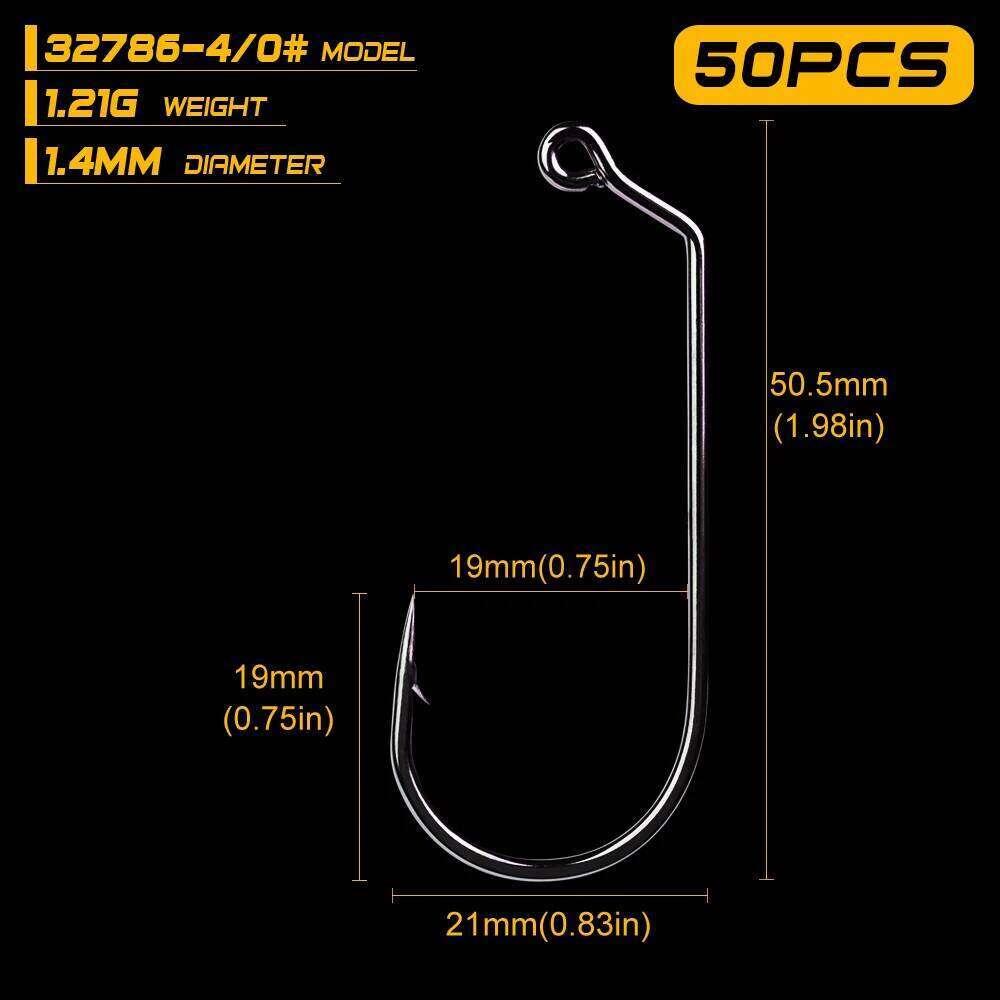 Big Series Fishing Sunlure Brand, Single Hook, Fishhook, Saltwater Bass, High Quality, 32786-1/0-5/0 Size, 50Pcs S260305