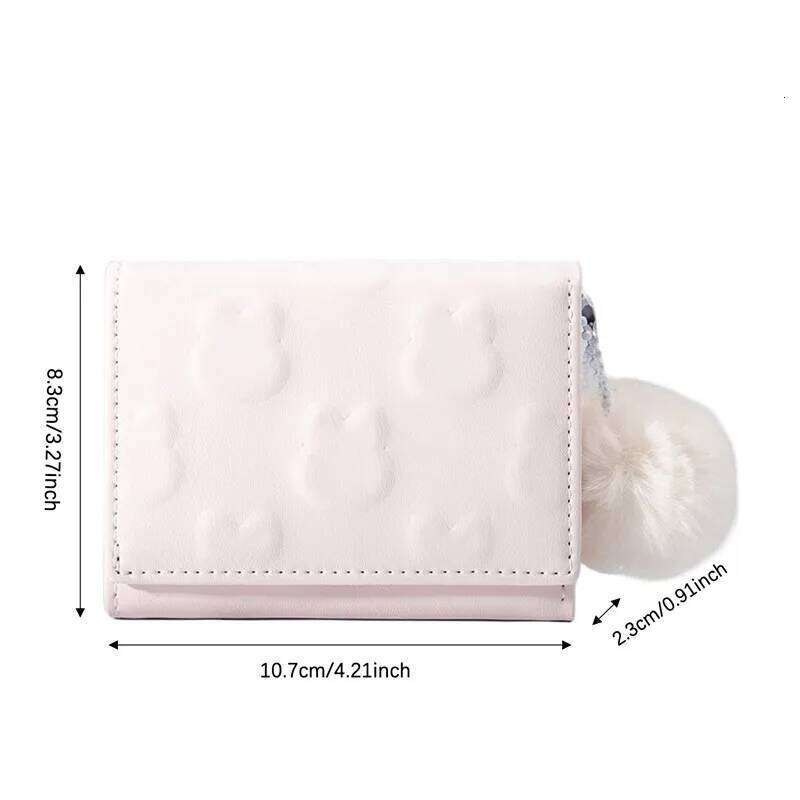 Cartoon Small Korean Short Women's Solid Color Cute Rabbit Pattern Simple Multi Card Bag Zero Wallet C260304