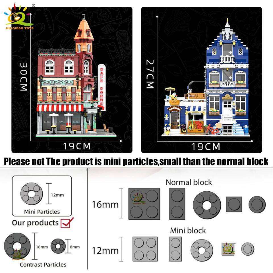 HUIQIBAO Toys MOC City Corner Coffee Shop Architecture Style Street View Micro Building Blocks for Children Construction Bricks Z260305