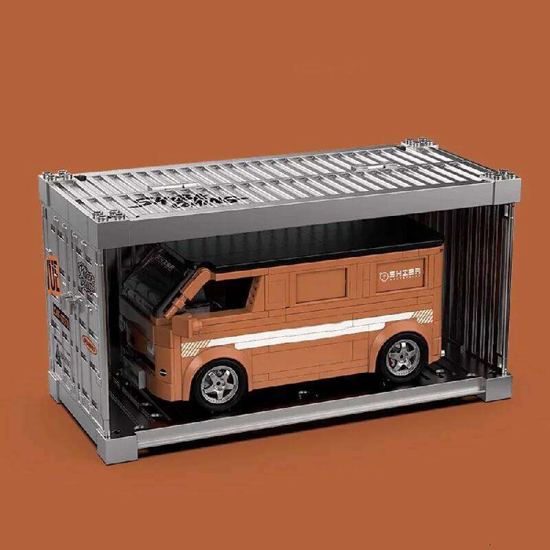 336PCS Technik Orange Van Car Building Blocks Set Modular Assembled Block Vehicle Model Kit Creative Toys Adult Gifts Z260306