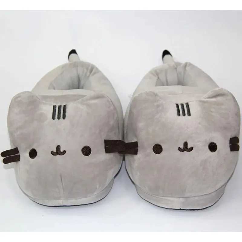 Cartoon Full Covered Cat Slippers Warm Winter Slides Soft Plush Doll Indoor Cute Anime Bedroom Shoes For Man Woman Home Use S260305
